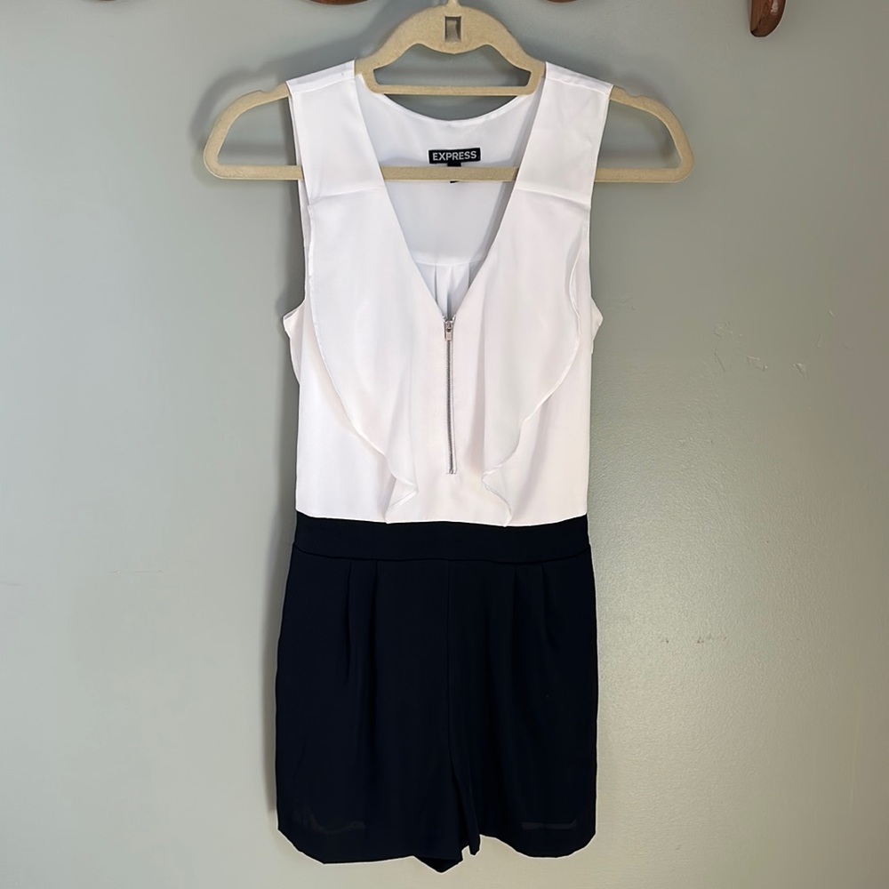 Express Ruffle Zip Front Romper 0